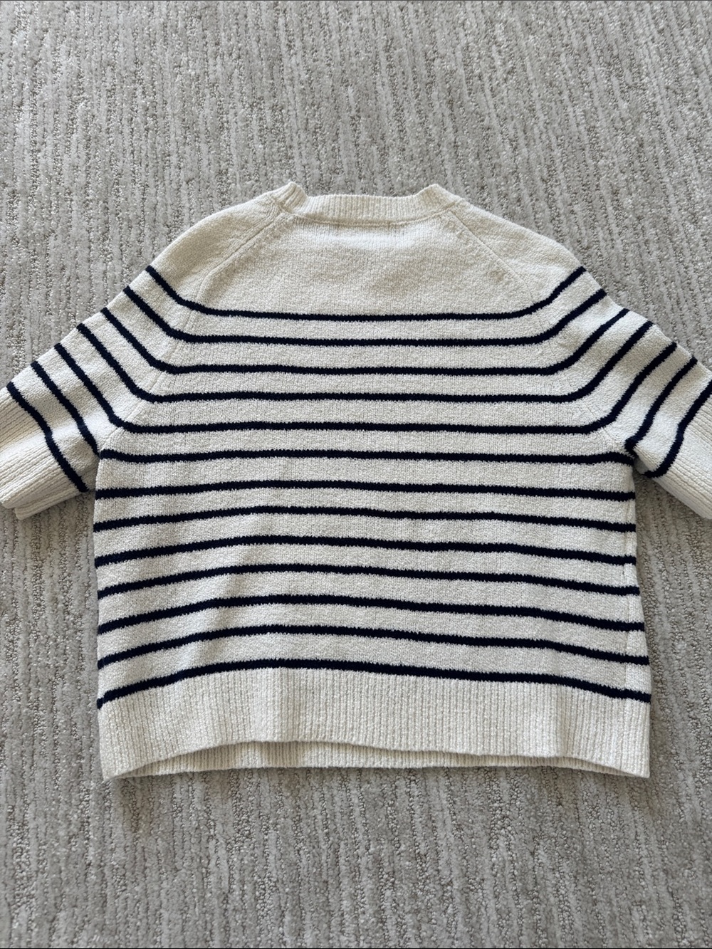 Banana Republic Cream & Navy Striped Short-Sleeve Sweater - Picture 4 of 5
